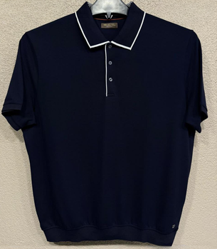 Чоловіча футболка- поло батальна з коротким рукавом Loro Piana т-синій 7XL (0986)