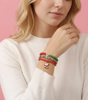 Набір новорічних браслетів з підвіскою санта "Festive Christmas" Honey Fashion Accessories різнокольоровий (120277)