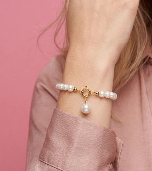 Жіночий браслет із перлів з підвіскою "Pearl Bracelet" Honey Fashion Accessories білий (120148)