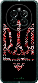 Чехол на Realme 12+ Герб - вышиванка на черном фоне "1196u-3650-70447"