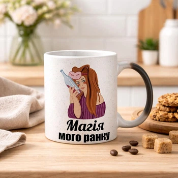 Чашка хамелеон З БЛИСТКАМИ та написом "Магія ранку"