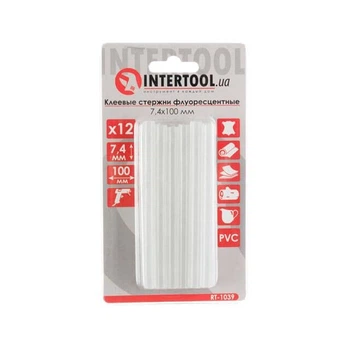 Комплект флуоресцентных клеевых стержней 7.4*100 мм, 12 ед. INTERTOOL RT-1039