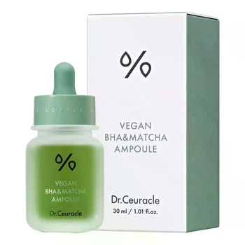 Сироватка Dr.Ceuracle Vegan BHA & Matcha Ampoule з BHA кислотою та екстрактом матчі для очищення та оновлення шкіри обличчя, 30 мл