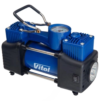 Компресор ViTOL K-74 150psi 15Amp 85л 2 циліндра шланг 3,0м прикурювач +перехідник K-74