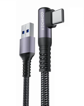 Кабель CONMDEX USB A to USB-C 15Вт, USB 3.2 Gen2, 10Gbps, Г-образный, 1м, grey