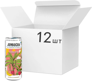 Упаковка напитка безалкогольного Ever Aid Janbucha Banana & Strawberry 330 мл х 12 шт (14820183003321)