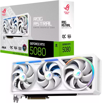 Karta graficzna  ASUS PCI-Ex GeForce RTX 5080 ROG Astral OC Edition 16GB GDDR7 White (256bit) (2 x HDMI, 3 x DisplayPort) (4711636112048)
