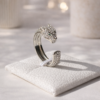 Кольцо в стиле Cartier Panthere Diamond Silver (размер регулируемый)