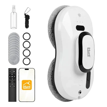 Робот для миття вікон iHunt Smart Window Robot 3 PRO, Wi-Fi, керування зі смартфона, інтелектуальна навігація, потужне всмоктування, пульт ДК, комплект аксесуарів