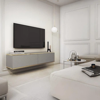 Тумба под телевизор навесная Perfect Home Оро/Oro 2-дверная RTV135 MDF Серый (PFH-091357)