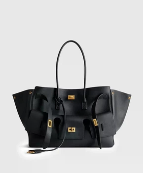 Сумка кожаная с логотипом Balenciaga Тоут Bel Air Carry All Черный