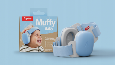 Защитные наушники для младенцев Alpine Muffy Baby - детские звукоизолирующие наушники от шума для детей 3 месяца - 4 года (синие)