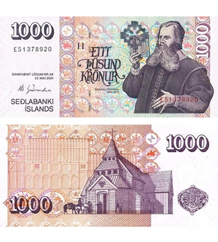Банкнота 1000 крон Ісландія 2001 рік UNC