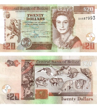 Банкнота 20 доларів Беліз 2020 рік UNC