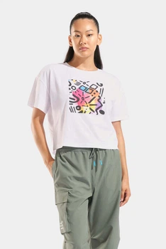 Жіноча футболка Arena GRAFFITI CROP TEE 010975-100 M Білий