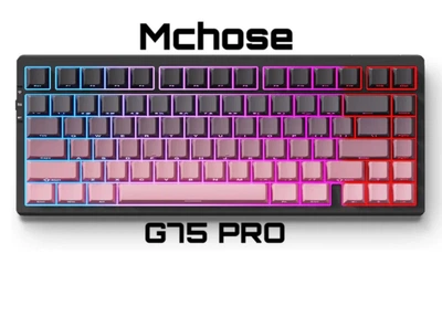 Клавіатура Бездротова MCHOSE G75 PRO Blackpink Gradient Ігрова Механічна. 2.4G/Bluetooth/Кабель. Hot-Swap. Батарея 8000mAh. RGB Підсвічування. Tofu Switch