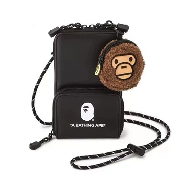Сумка через плече Bape у чорному кольорі + Брелок Baby Milo у подарунок.