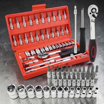 Компактный набор инструментов 46 предметов HANSON Tool Set из хромированной стали в ударопрочном кейсе