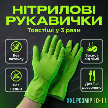 Нитриловые перчатки XXL размер 10-11 без пудры и латекса одноразовые для химикатов автосервиса защитные 50 шт