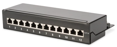 Патч-панель DIGITUS САТ 6A STP, настільна, 12 портів, зібрана, чорна (650402)