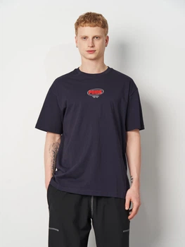 Футболка хлопковая длинная мужская Puma Essentials Graphics 69202316 L New Navy с принтом (4069161715310)