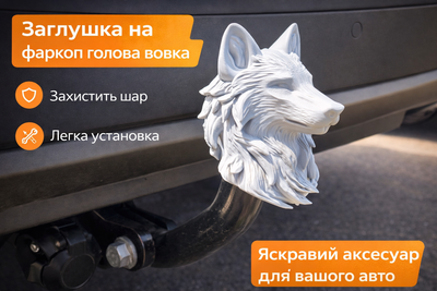 Заглушка на фаркоп “Голова вовка”