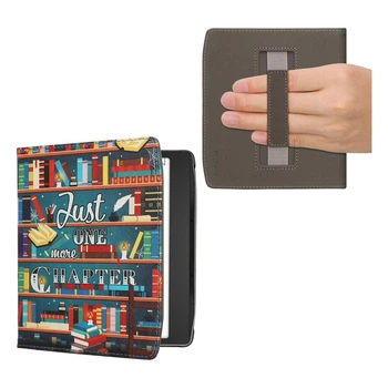 Обложка чехол с ремешком для руки kwmobile Flip Handstrap для PocketBook 700K3 Era Color Library Motto