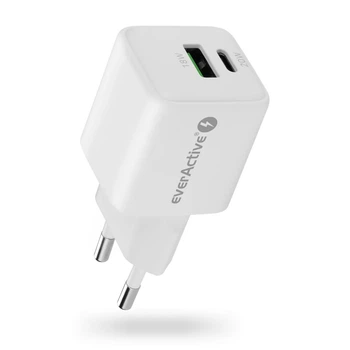 Зарядное устройство everActive GaN SC-330Q White, 1xUSB+1xUSB-С QC3.0+PD 20W, AC220V