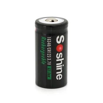 Акумулятор Soshine 16340/CR123 Li-Ion, 700mAh, 1A, 4.2/3.7/2.5V, Button Top, Black (UG-30983)