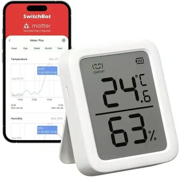 Умный термометр-гигрометр SwitchBot Meter Plus с большим 3″ дисплеем