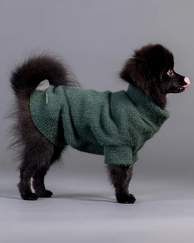 Зеленый вязаный свитер для собак PAIKKA Furry Knit Sweater Green 40