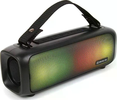 Портативная Bluetooth колонка REAL-EL X-717 Black — мощность 8 Вт, Bluetooth 5.1, TWS стерео, USB и AUX, аккумулятор 1500 мА·ч, RGB подсветка, микрофон Hands-Free