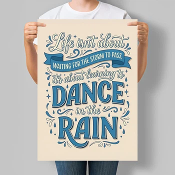 Мотивационный постер Life Isn't About Waiting for the Storm to Pass, It's About Learning to Dance in the Rain А3 30х42 см (MOTN028_А3)