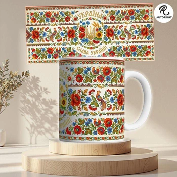 Чашка Кружка Autoprint Украинский орнамент Слава Украине Патриотическая 330 мл (CUP116)