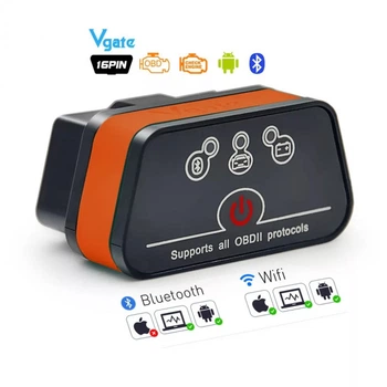Автосканер VGate iCar 2 Bluetooth для діагностики автомобіля, з кнопкою живлення (ELM 327)