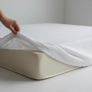 Простирадло на резинці WHITE, муслін 210*240