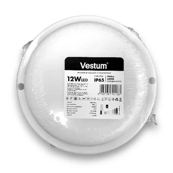 Настенно-потолочный LED светильник 12W для ЖКХ Vestum из термостойкого пластика 6500K влагозащищенный белый IP65