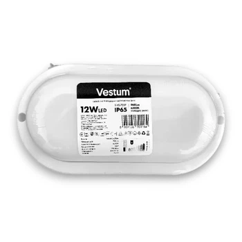 Настенно-потолочный LED светильник 12W для ЖКХ Vestum овальной формы 6500K влагозащищенный белый IP65