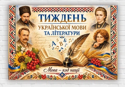 Паперовий плакат "Тиждень української мови та літератури. Мова - код нації" 110х75 см