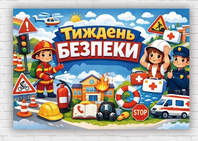 Бумажный плакат "Неделя безопасности" 110х75 см