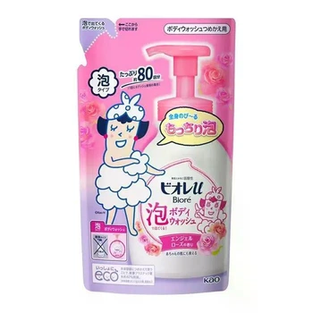 Гель-пенка для душа для детей и взрослых Kao Biore U Foaming Body Wash Angel Rose, пополнение 480 мл