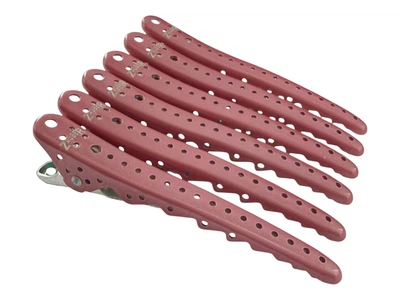 Металевий перукарський зажим Zauber-manicure (рожевий) 6шт 06-095D-6