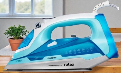 Мощный утюг Rotex Ultra Glide Plus, 2800 Вт, с подачей пара и вертикальным отпариванием, Голубой (36)