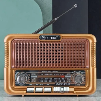 Ретро радиоприемник Golon с Bluetooth, солнечной панелью и USB/SD, Коричневый (О6О6)