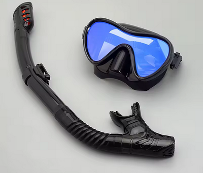 Маска с просветленными стеклами и трубка с сухим клапаном Dive Hunter "Full Dry1" для плавания подводной охоты дайвинга снорклинга