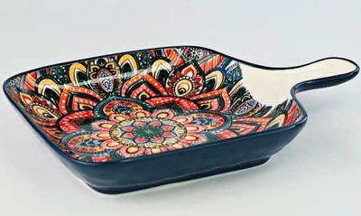 Салатник із ручкою квадр. 23x16x3 «Мальований чорний»