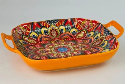 Салатник з ручками 23x18,5x4 «Мальований жовтий»