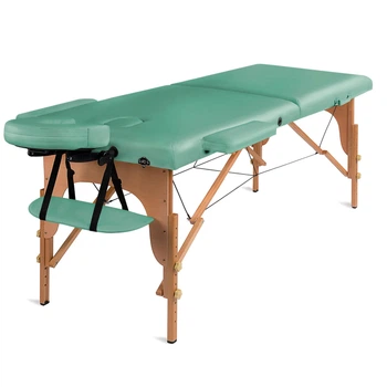 Складной деревянный массажный стол, двухсекционный Medimas Prosport-2, 195 x 70 cм, зеленый