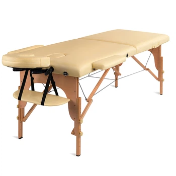 Складной деревянный массажный стол, двухсекционный Medimas Prosport-2, 195 x 70 cм, бежевый