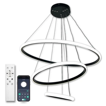 Люстра светодиодная подвесная LUMINARIA EMILY 75W 3R APP 600х1100 BLACK/WHITE 220V IP20, LED светильник с пультом ДУ